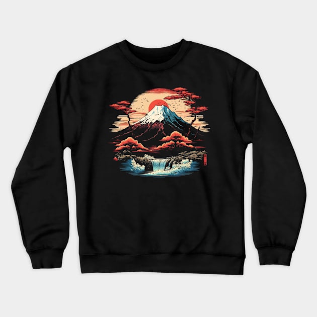 Mount Fuji Pixel Art Crewneck Sweatshirt by Pixel-Eye